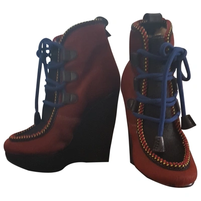 Pre-owned Dsquared2 Burgundy Pony-style Calfskin Ankle Boots