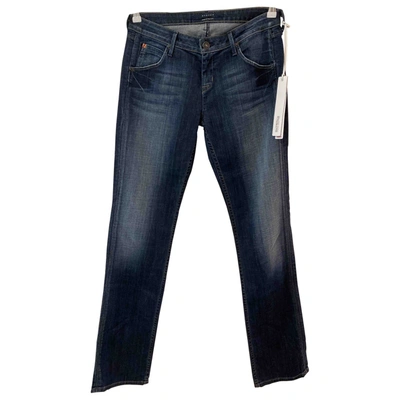 Pre-owned Hudson Straight Jeans In Navy