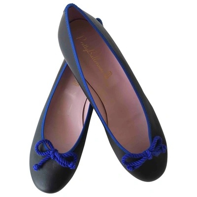 Pre-owned Pretty Ballerinas Leather Ballet Flats In Black