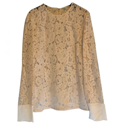 Pre-owned Lanvin Lace Blouse In Ecru