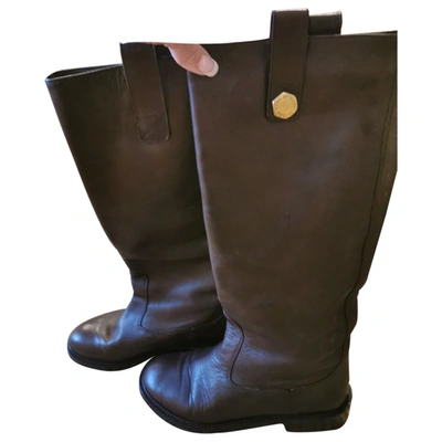 Pre-owned Marc By Marc Jacobs Leather Riding Boots In Brown
