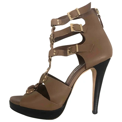 Pre-owned Balmain Leather Sandal In Brown
