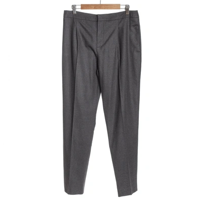 Pre-owned Miu Miu Wool Carot Trousers In Grey