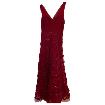 Pre-owned Marchesa Notte Maxi Dress In Burgundy