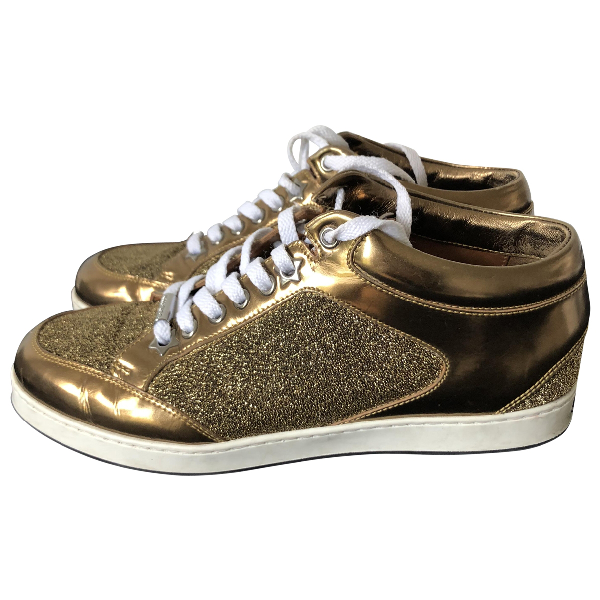 jimmy choo rose gold trainers