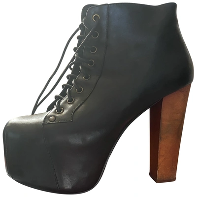 Pre-owned Jeffrey Campbell Leather Lace Up Boots In Black