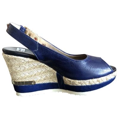 Pre-owned Borrelli Leather Mules & Clogs In Blue
