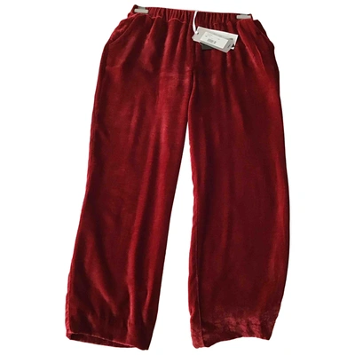 Pre-owned P.a.r.o.s.h Velvet Trousers In Red