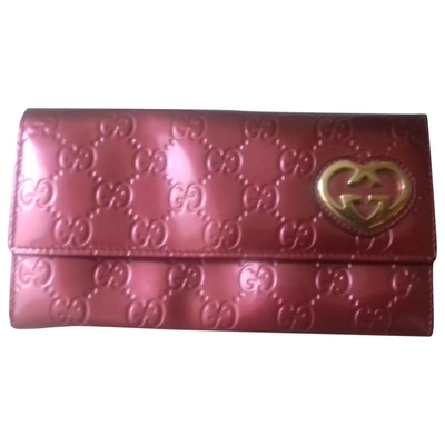 Pre-owned Gucci Patent Leather Wallet In Pink