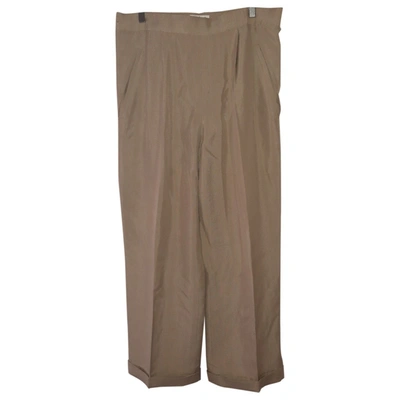 Pre-owned Chloé Linen Large Trousers In Beige