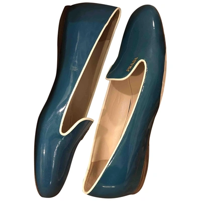 Pre-owned Prada Blue Patent Leather Ballet Flats