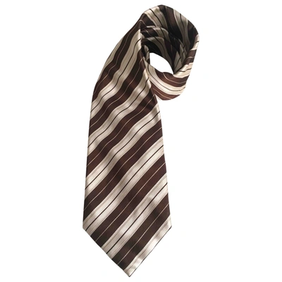 Pre-owned Canali Silk Tie In Brown
