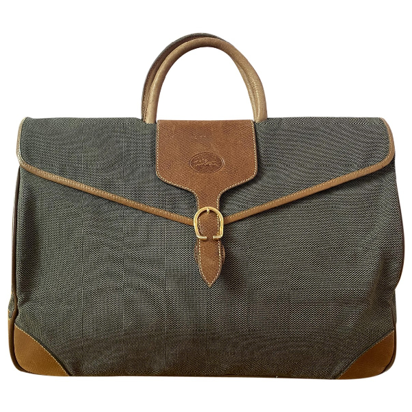 PreOwned Longchamp Khaki Leather Travel Bag ModeSens