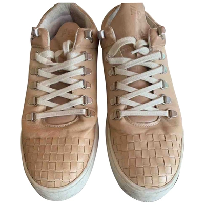 Pre-owned Filling Pieces Leather Low Trainers In Beige