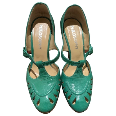 Pre-owned Philosophy Di Alberta Ferretti Turquoise Patent Leather Heels
