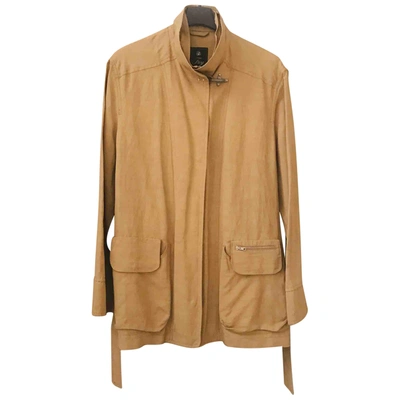 Pre-owned Fay Linen Trench Coat In Camel