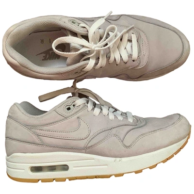 Pre-owned Nike Air Max 1 Leather Low Trainers In Grey