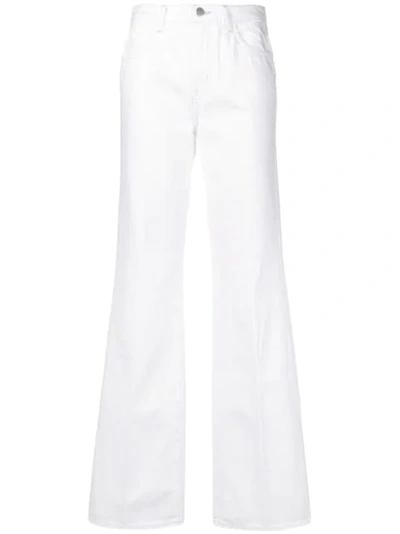 J Brand Evytte Mid Rise Wide Leg Denim Jeans In White