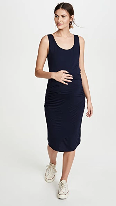 Ingrid & Isabel Ribbed Tank Midi Maternity Dress In Black