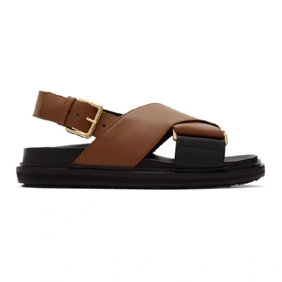Marni Crisscross Fussbett Sandals In Brown,black