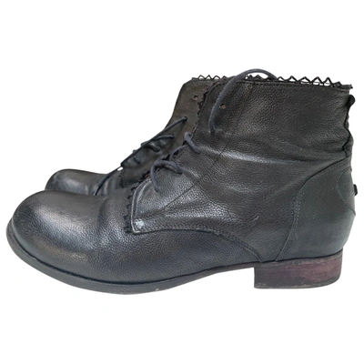 Pre-owned Twinset Leather Lace Up Boots In Black