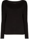 Frame Le Mid Rise Garcon Long Sleeve T-shirt In Black