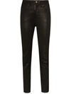 Frame Le Sylvie High Waist Leather Trousers In Black