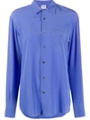 Aspesi Silk Long Sleeve Shirt In Blue