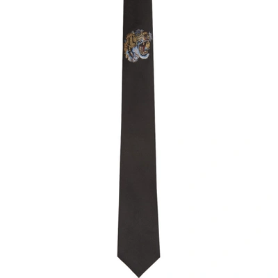 Gucci Black Silk Tiger Underknot Tie