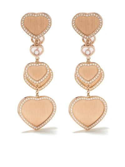 Chopard + 007 Happy Hearts Golden Hearts 18-karat Rose Gold Diamond Earrings