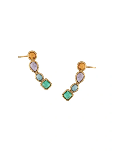 Goossens Mini Cabochons Ear Climber Earrings In Gold