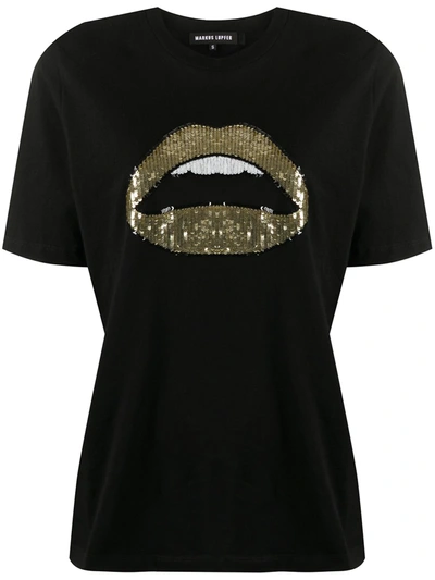 Markus Lupfer Sequinned Design T-shirt In Black