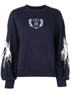 Bapy Embroidered Crew Neck Jumper In Blue