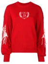 Bapy Embroidered Crew Neck Jumper In Red