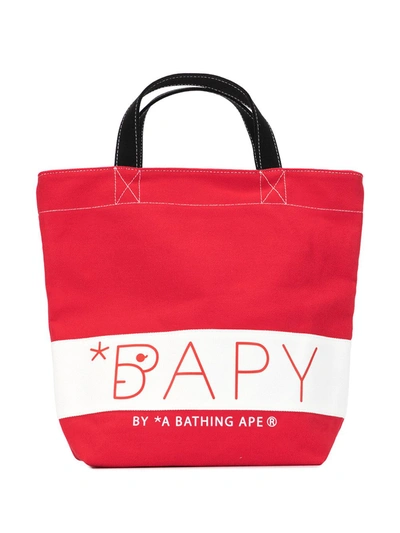 Bapy Signature Canvas Tote In Red