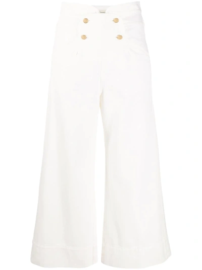 Temperley London Fontana High-rise Wide-leg Cropped Jeans In White