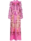 Temperley London Harmony Mock-neck Ruffle-trimmed Gown In Pink