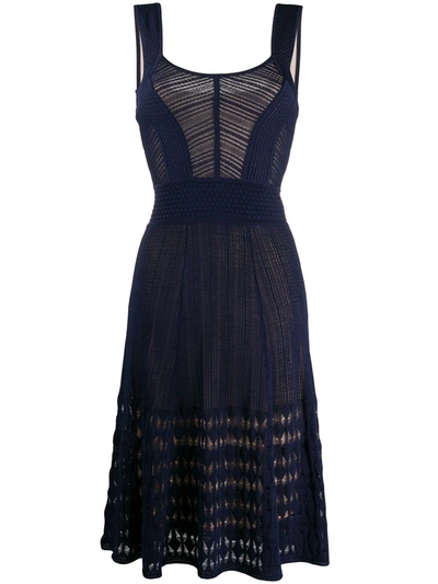 Temperley London Mirabilis Fine-knit A-line Midi Dress In Blue