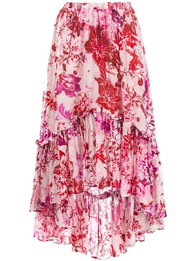So Allure Floral-print Tiered Skirt In Pink