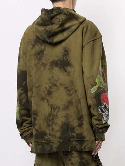 Alchemist Abstract Print Zipped Hoodie In Green