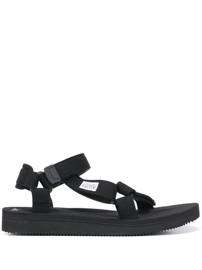 Suicoke Open Toe Ripstop Sandals In Black