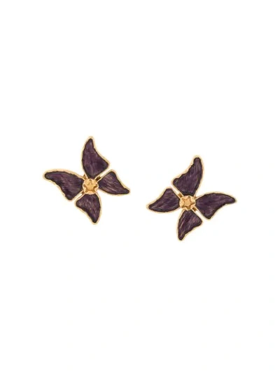 Pre-owned Saint Laurent Butterfly Clip-on Earrings In Purple