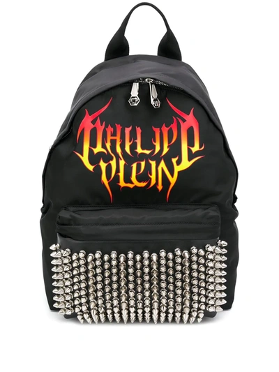 Philipp Plein Flame Logo-print Backpack In Black