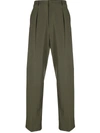 Valentino Pleat Detail Tailored Trousers In Green