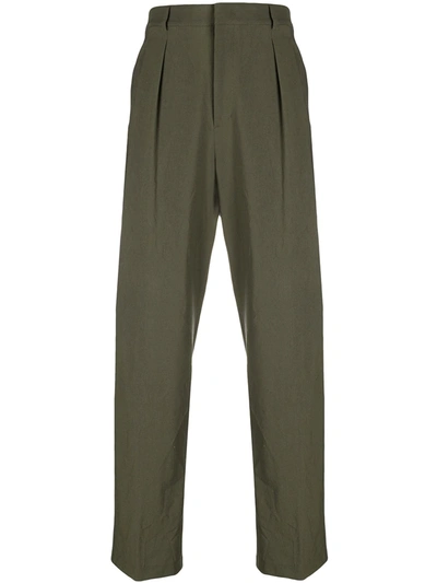 Valentino Pleat Detail Tailored Trousers In Green