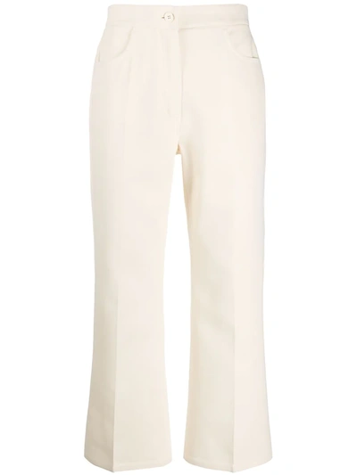 Jil Sander Cropped Press-crease Flared Trousers In Neutrals