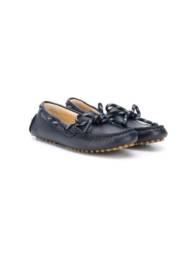 Emporio Armani Teen Lace-up Moccasins In Blue