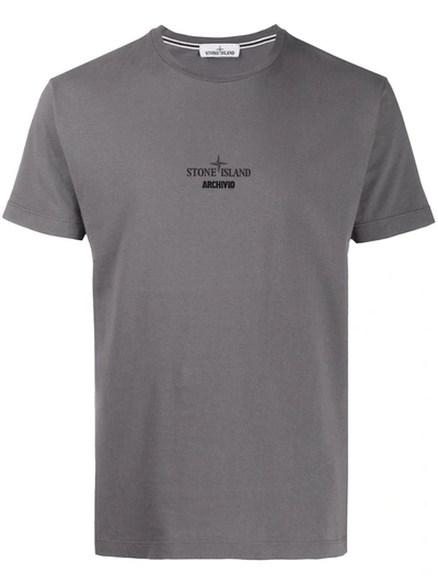 Stone Island Logo Print T-shirt In Grey