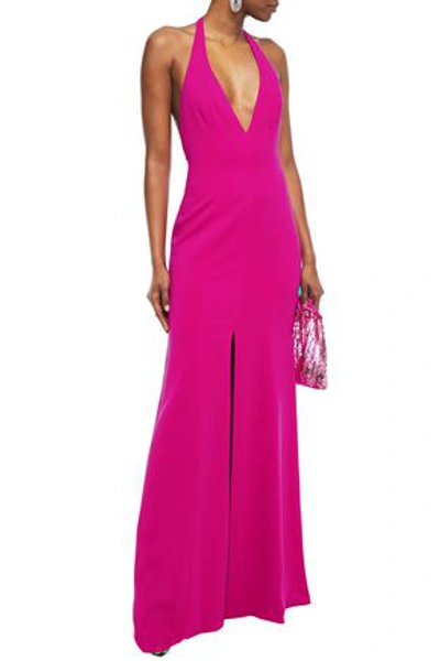 Jay Godfrey Lena Open-back Stretch-crepe Halterneck Gown In Magenta