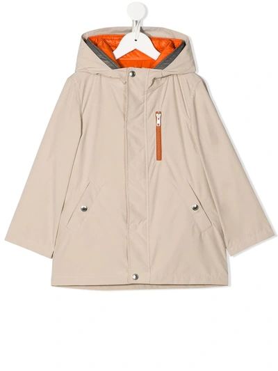 Brunello Cucinelli Kids' Soft Beige, Orange And Grey Coat In Neutrals